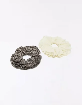 2-Pack of Swiss Embroidery Scrunchies