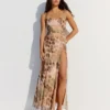 Animal Print Tulle Midi Dress