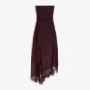 Asymmetric Lace Tulle Bandeau Midi Dress