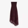 Asymmetric Lace Tulle Bandeau Midi Dress