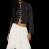 Asymmetric Long Skirt with Lace Trim