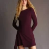 Asymmetric Long Sleeve Mini Dress with a Flared Hem – Dresses and Jumpsuits