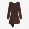 Asymmetric Long Sleeve Mini Dress with a Flared Hem – Dresses and Jumpsuits