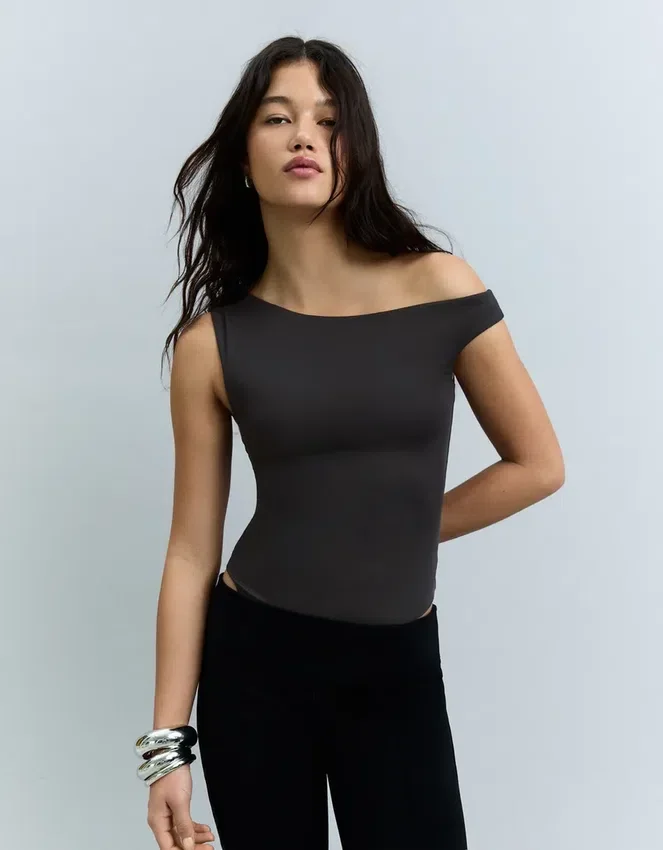 Asymmetric Ruched Strappy Bodysuit Asymmetric Ruched Strappy Bodysuit