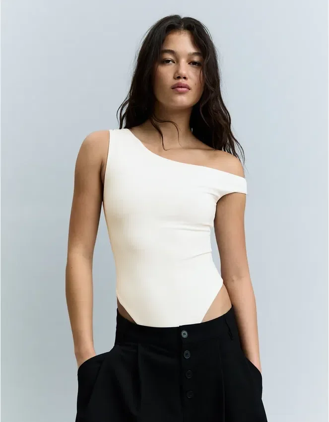 Asymmetric Ruched Strappy Bodysuit Asymmetric Ruched Strappy Bodysuit