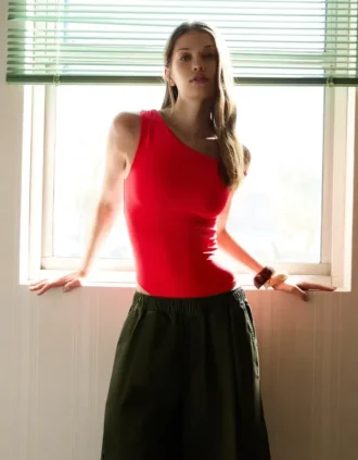 Asymmetric Ruched Strappy Bodysuit