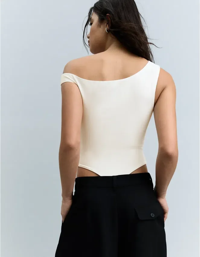 Asymmetric Ruched Strappy Bodysuit Asymmetric Ruched Strappy Bodysuit