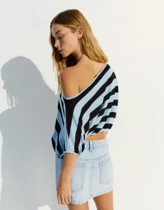 Asymmetric Striped Sweater