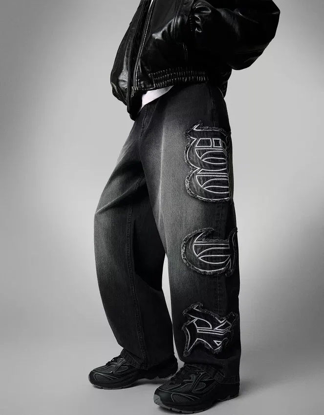 Baggy Jeans with Patch – Jeans – Men Baggy Jeans with Patch – Jeans – Men
