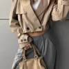 Balloon Effect Cropped Trench Coat Balloon Effect Cropped Trench Coat
