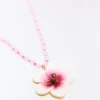 Beaded Necklace with Hibiscus Pendant