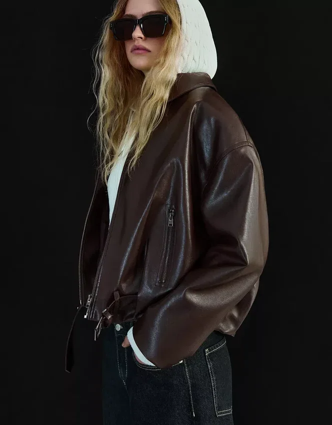 Belted Faux Leather Bomber Jacket – Jackets and Trench Belted Faux Leather Bomber Jacket – Jackets and Trench