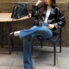 Belted Faux Leather Bomber Jacket – Jackets and Trench – Women