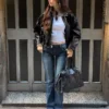 Belted Faux Leather Bomber Jacket – Jackets and Trench – Women