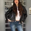 Belted Faux Leather Bomber Jacket – Jackets and Trench – Women