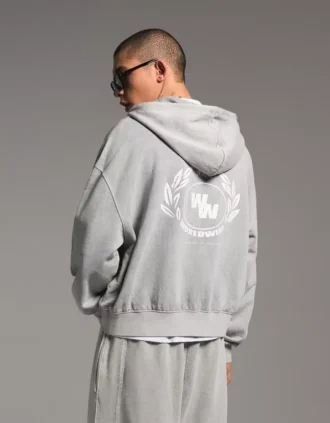 Boxy Fit Zip-Up Sweatshirt with Print – Sweatshirts & Hoodies