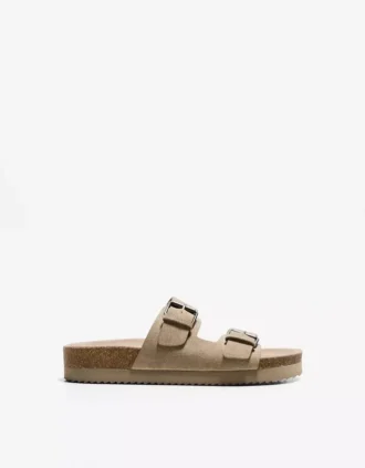 Buckled Flat Slider Sandals