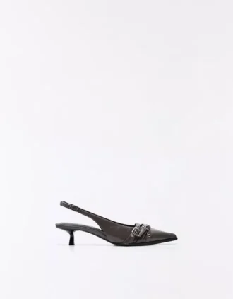 Buckled Slingback Kitten-Heel Shoes
