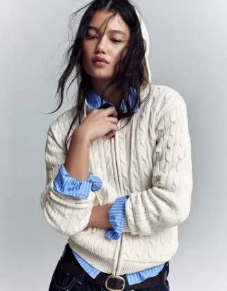 Cable Knit Zip-Up Cardigan – Sweaters and Cardigans