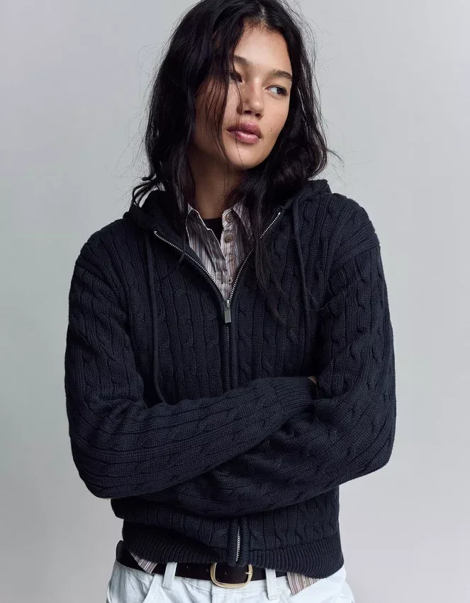 Cable Knit Zip-Up Cardigan – Sweaters and Cardigans Cable Knit Zip-Up Cardigan – Sweaters and Cardigans