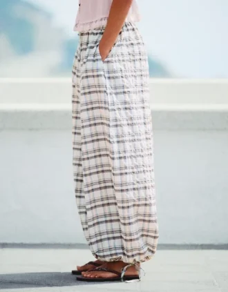 Checked Drop Crotch Pants