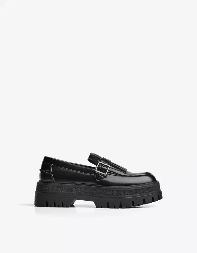 Chunky Sole Loafer with Buckle – Smart Shoes Chunky Sole Loafer with Buckle – Smart Shoes