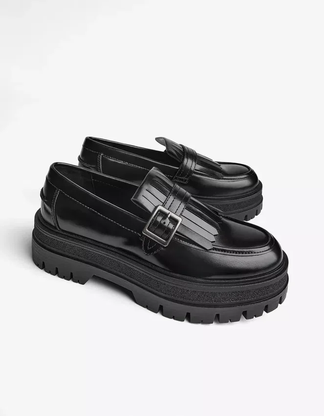 Chunky Sole Loafer with Buckle – Smart Shoes Chunky Sole Loafer with Buckle – Smart Shoes