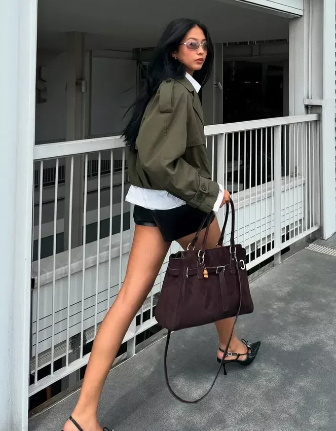 Cropped Balloon-Effect Trench Coat Cropped Balloon-Effect Trench Coat