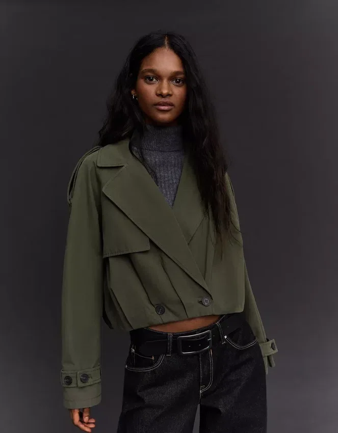 Cropped Balloon-Effect Trench Coat – Jackets and Trench Cropped Balloon-Effect Trench Coat – Jackets and Trench