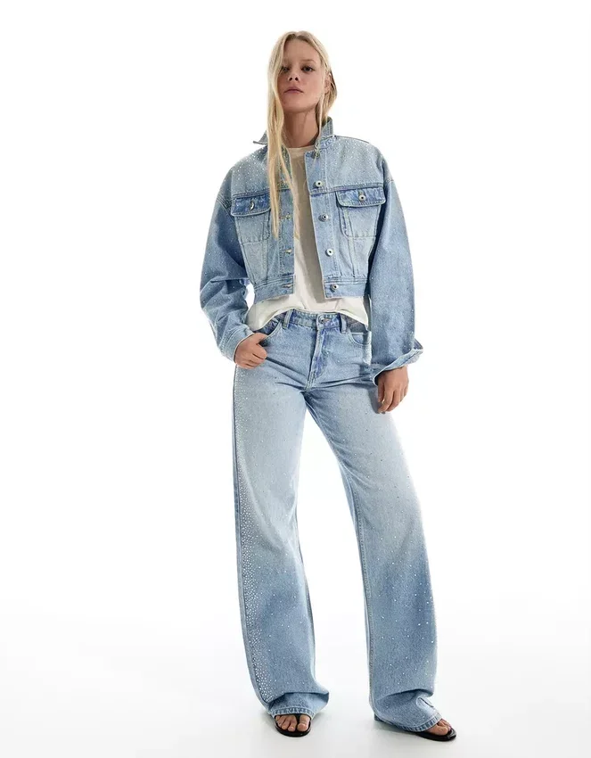 Cropped Denim Rhinestone Jacket – Jackets and Trench Cropped Denim Rhinestone Jacket – Jackets and Trench