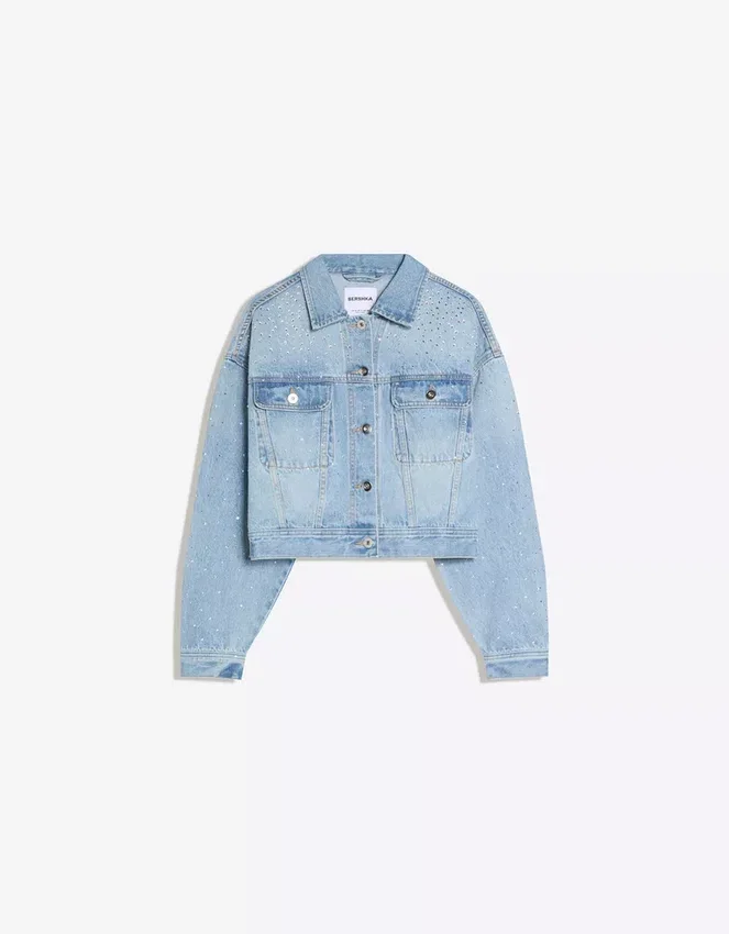 Cropped Denim Rhinestone Jacket – Jackets and Trench Cropped Denim Rhinestone Jacket – Jackets and Trench