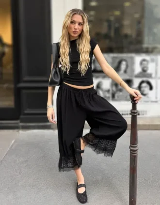 Cropped Drop Crotch Lace Pants – #Bershkastyle – Women