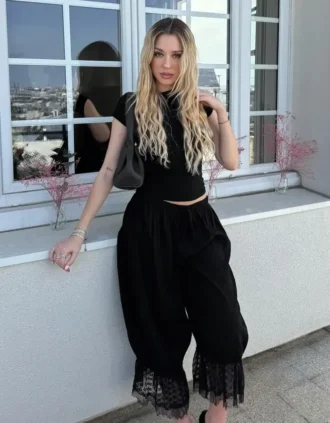 Cropped Drop Crotch Lace Pants – #Bershkastyle – Women