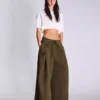 Darted Trousers with Turn-Up Waist