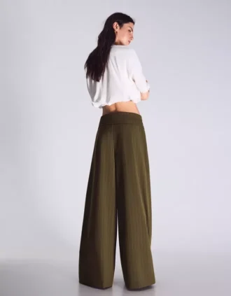 Darted Trousers with Turn-Up Waist
