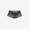 Denim Mini Shorts with Folded Waist Denim Mini Shorts with Folded Waist