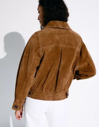 Double-Breasted Leather Suede Jacket – Jackets and Trench