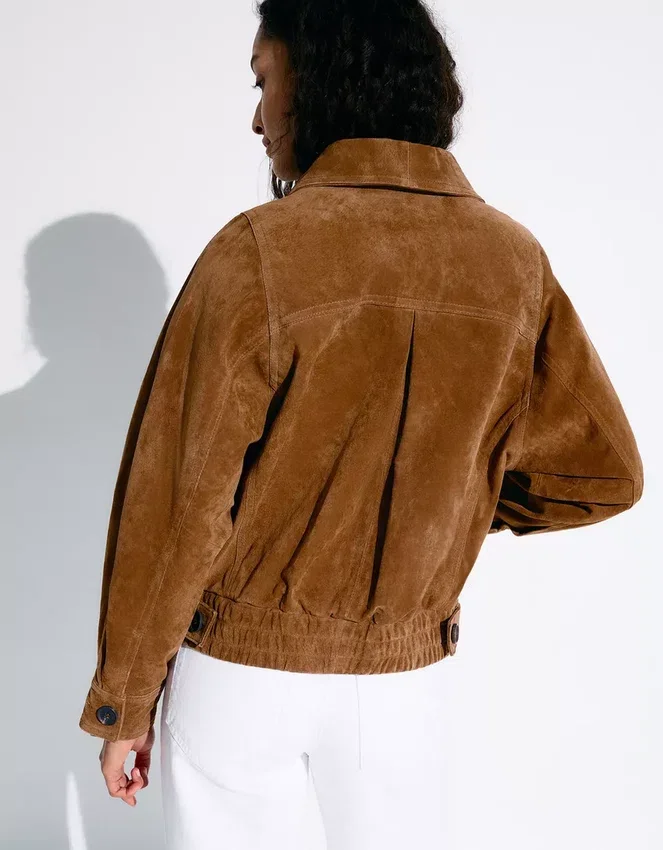 Double-Breasted Leather Suede Jacket – Jackets and Trench Double-Breasted Leather Suede Jacket – Jackets and Trench
