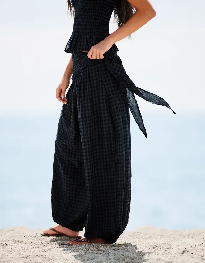 Drop Crotch Pants with Scarf Drop Crotch Pants with Scarf