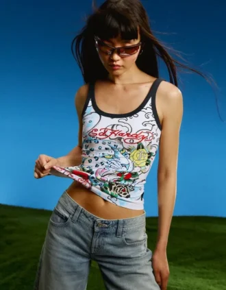 Ed Hardy X Bershka Print Vest Top
