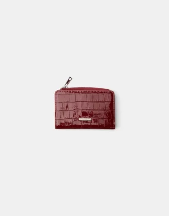 Embossed Faux-Patent Finish Animal Print Purse – Accessories