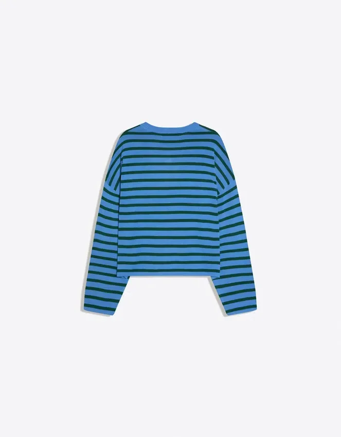 Embroidered Striped Boxy Fit Sweater Embroidered Striped Boxy Fit Sweater