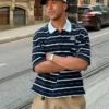 Embroidered Striped Short Sleeve Polo Shirt