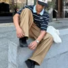 Embroidered Striped Short Sleeve Polo Shirt
