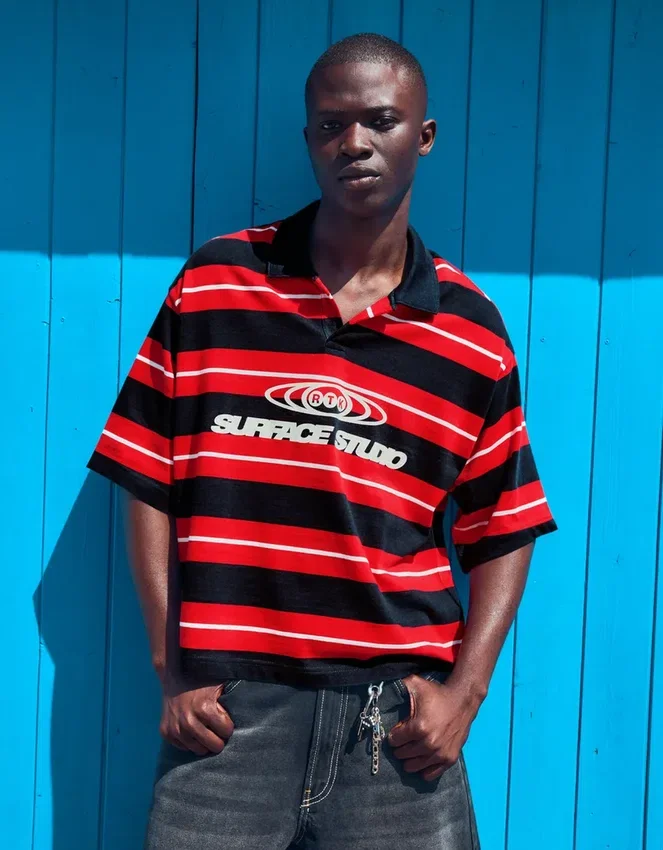 Embroidered Striped Short Sleeve Polo Shirt – T-Shirts and Polo Shirts Embroidered Striped Short Sleeve Polo Shirt – T-Shirts and Polo Shirts