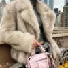 Faux Fur Lapel Jacket – Women