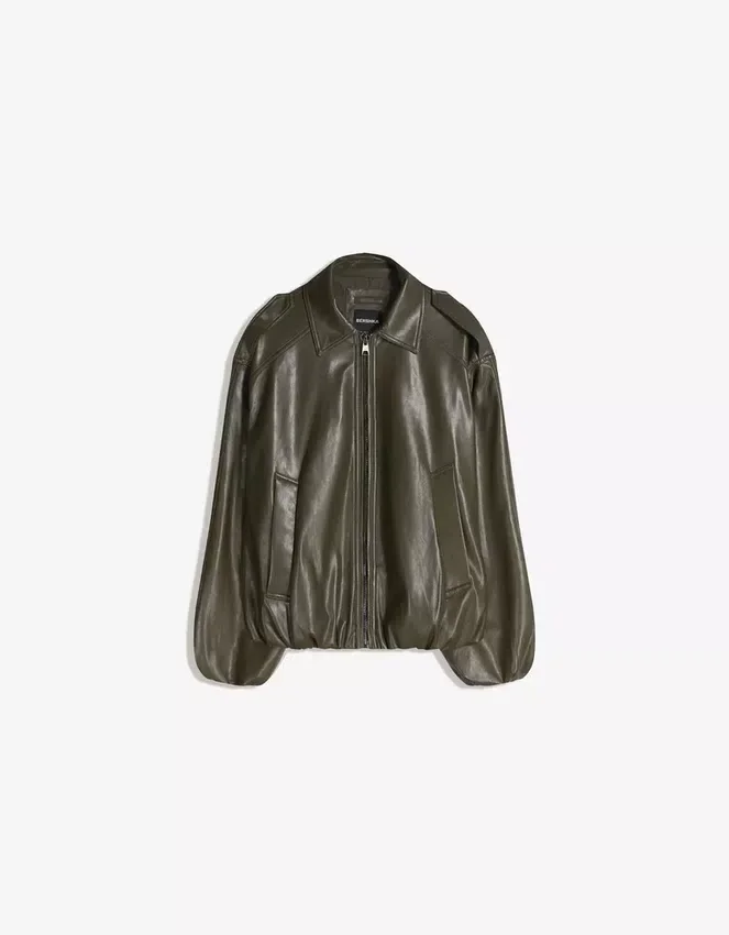 Faux Leather Balloon Jacket Faux Leather Balloon Jacket