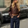 Faux Leather Funnel Collar Jacket Faux Leather Funnel Collar Jacket