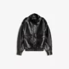 Faux Leather Funnel Collar Jacket Faux Leather Funnel Collar Jacket