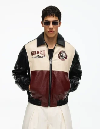 Faux Leather Graphic Jacket